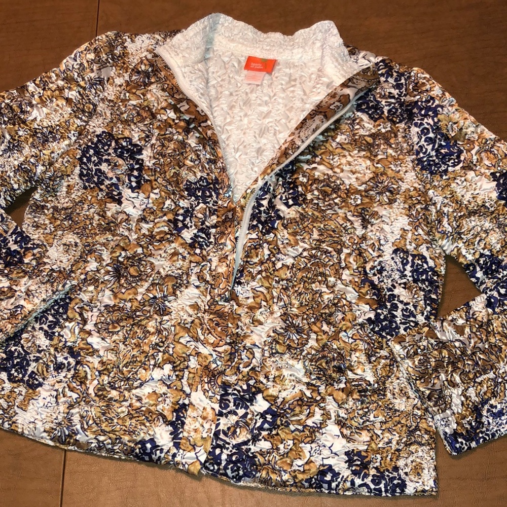 Hearts Of Palm Quilted Stretch Crinkle Jacket Sz L